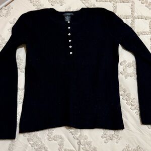 Sarah Spencer 100% Merino Wool Black Crew Neck Sweater